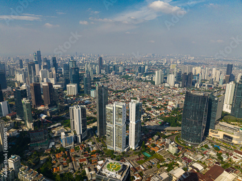 Top view of skyscrapers and modern buildings in Jakarta. Indonesia.