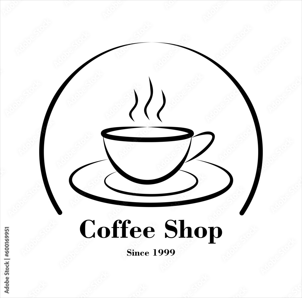 coffee shop logo design. cup of coffee in a circle. coffee cafe logo illustration coffee shop logo design. cup of coffee in a circle. coffee cafe logo illustration