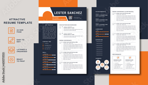 Stand Out with the Best Resume Template 2023 Professional and Modern Design (ID: 600170150)