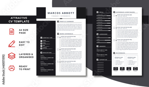 Stand Out with the Best Resume Template 2023 Professional and Modern Design (ID: 600170192)