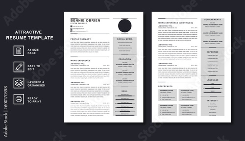 Best Resume Template - Stand Out in the Job Market with Our Professional Design (ID: 600170398)