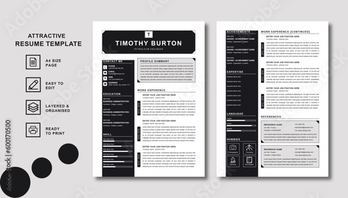 Stand Out with the Best Resume Template 2023 - Create a Winning Resume Today! (ID: 600170500)