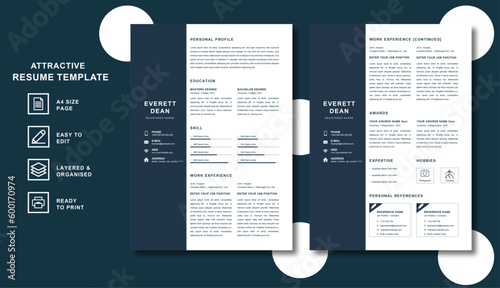 Stand Out with the Best Resume Template 2023 - Create a Winning Resume Today! (ID: 600170974)