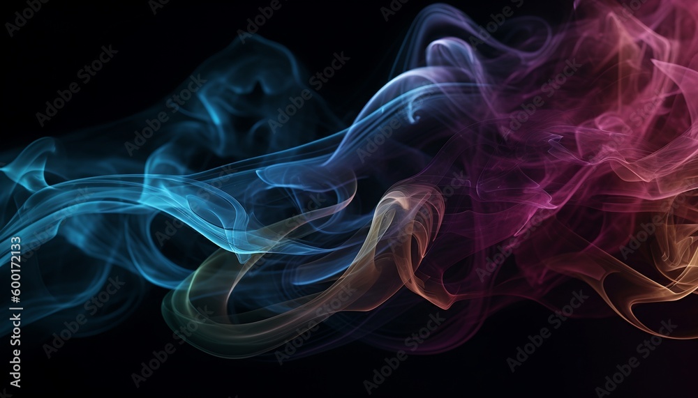 Smoke on black background, generative ai