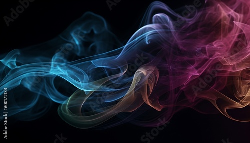 Smoke on black background, generative ai