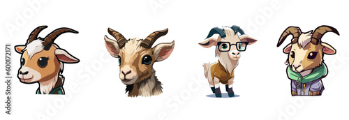 cute character logo goat animal bundle illustration