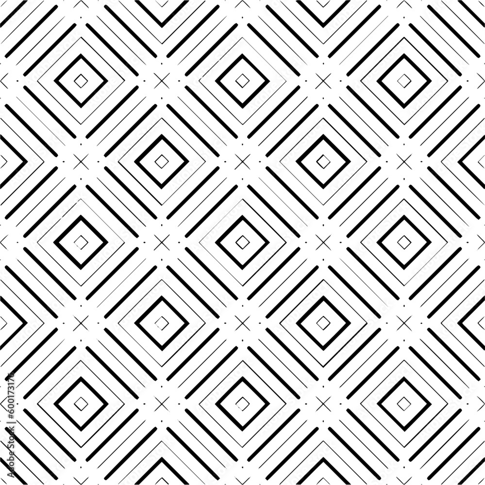 Abstract seamless monochrome pattern on white background for coloring. Design for banner, card, invitation, postcard, textile, fabric, wrapping paper, coloring book.
