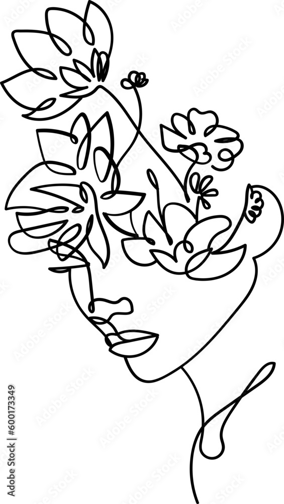 One Line Flower Woman One Line Flower Woman