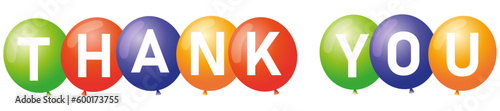 colorful balloons thank you text design vector
