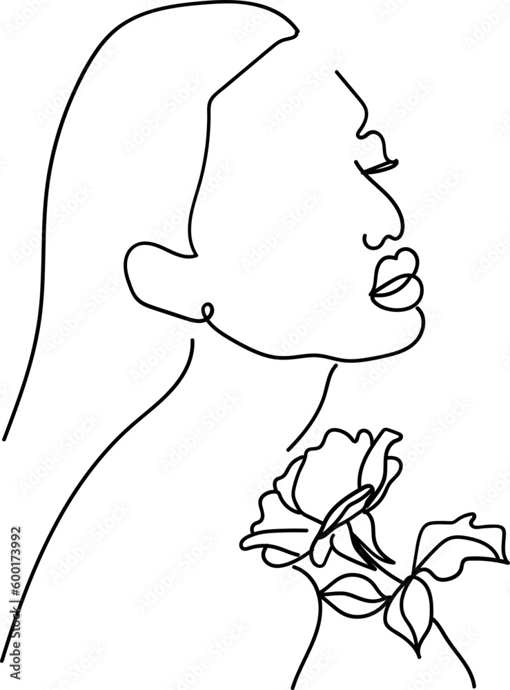 One Line Woman with Flowers One Line Woman with Flowers