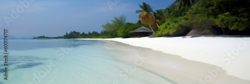 Beautiful tranquil white sand beach, generative ai