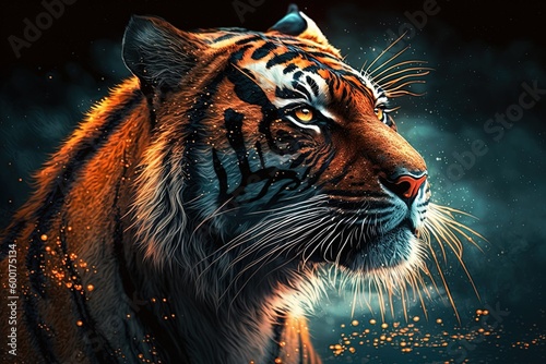 Tiger portrait created with Generative AI technology.