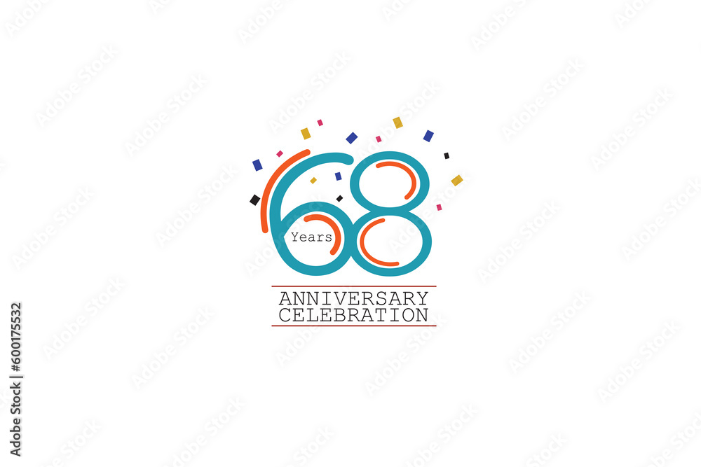 68th, 68 years, 68 year anniversary 2 colors blue and orange on white background abstract style logotype, vector design for celebration vector 68th, 68 years, 68 year anniversary 2 colors blue and orange on white background abstract style logotype, vector design for celebration vector