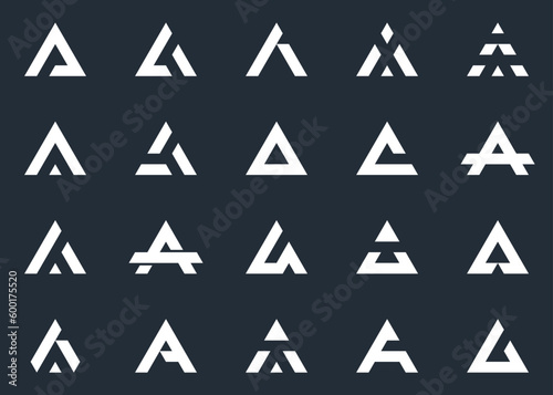 Set Of Initial Letter A Triangle logo design Symbol