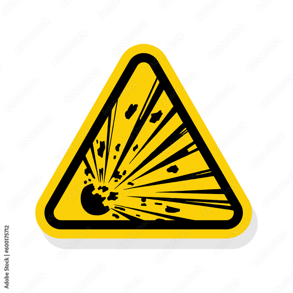 ISO Triangle Warning Sign: ISO W002 - Explosive Materials Symbol ISO Triangle Warning Sign: ISO W002 - Explosive Materials Symbol