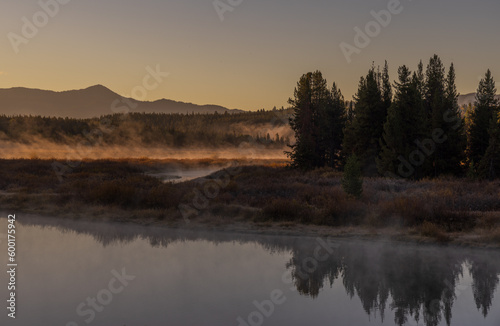 Scenic Autumn Reflection Landscape in the Tetons at Sunrise