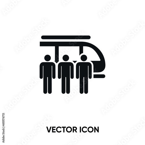 Train station vector icon . Modern, simple flat vector illustration for website or mobile app. Train with people symbol, logo illustration. Pixel perfect vector graphics