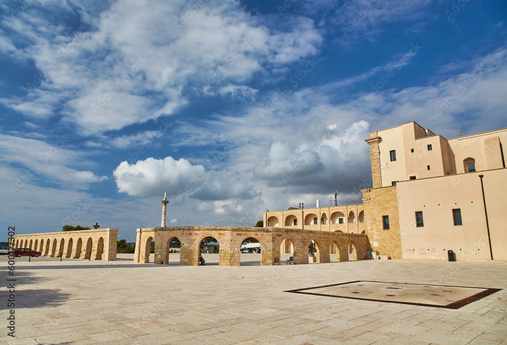 Basilica of Santa Maria de Finibus Terrae on the spectacular Capo di Leuca promontory, Italy.