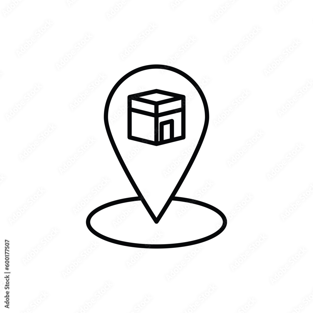 kaaba icon. outline icon