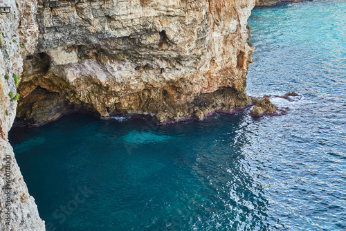 Polignano a Mare seen from the sea.