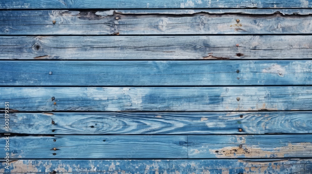 Blue wooden planks with a grunge, washed-out pattern, generative ai Blue wooden planks with a grunge, washed-out pattern, generative ai
