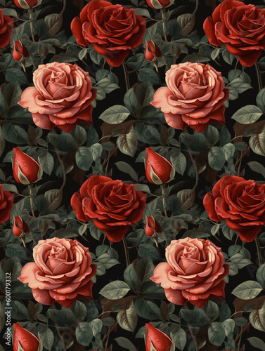 Flower square continuous pattern Seamless collage pattern.created with generative ai tecnology.