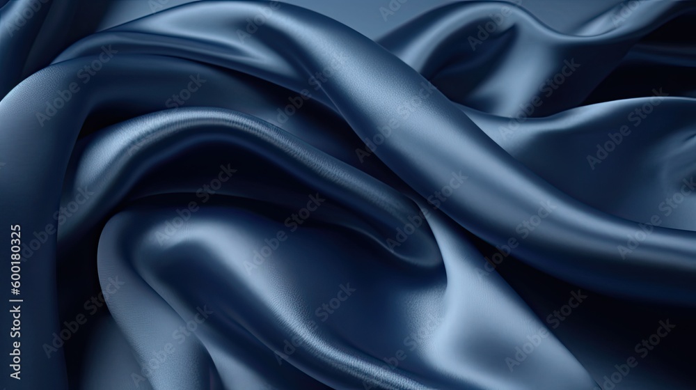 Fototapeta premium Elegant navy blue silk satin texture with a soft, luxurious feel, generative ai