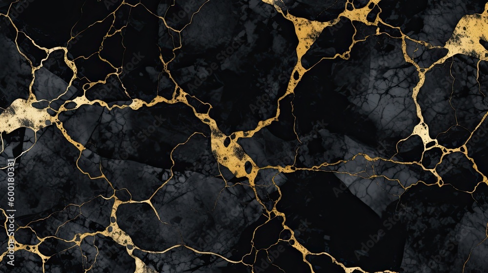 Elegant marble texture with gold veins on a black background ...