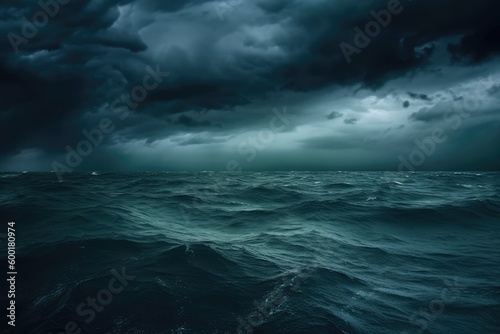 horror black blue sky, sea haunted cloud, scary ocean, depression background, mystery gloomy dark theme, blur texture, generative ai © Creative Station