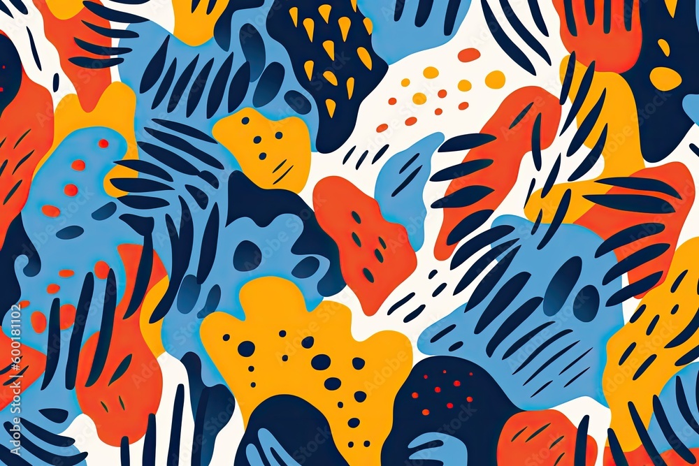 Matisse-inspired art background with hand-drawn natural patterns. generative ai Matisse-inspired art background with hand-drawn natural patterns. generative ai