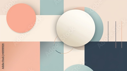 Minimalist geometric design in pastel colors with clean lines, generative ai