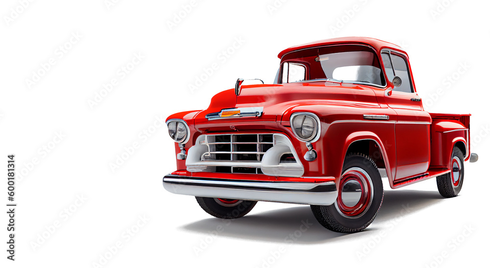 red vintage pickup truck on a transparent background. AI generator