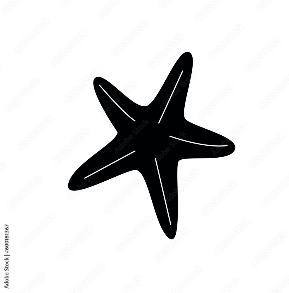 starfish, black and white illustration of a starfish. starfish icon starfish, black and white illustration of a starfish. starfish icon