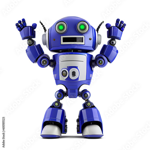 blue robot on a transparent background. AI generator