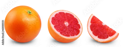 Panel kuchenny z motywem Grapefruit isolated set. Collection of ripe grapefruits, half fruit and a slice of grapefruit on a transparent background.