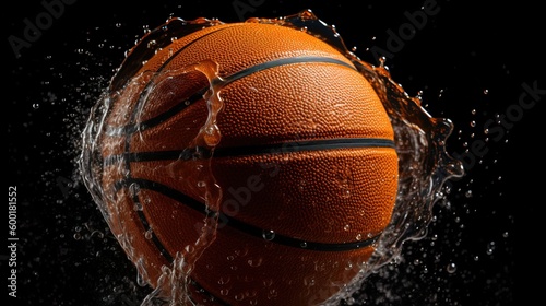Generative AI of Basketball Suspended in Mid-Air Close-Up © SongHa