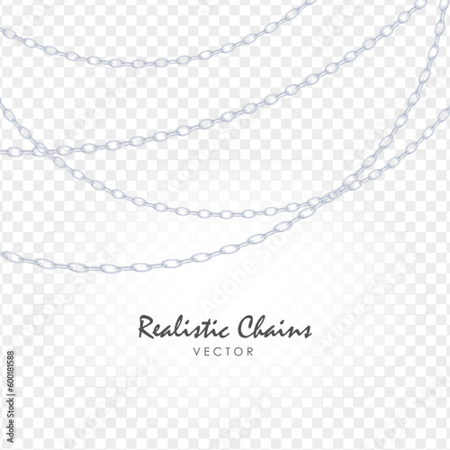 Platinum chain on transparent background. Realistic isolated platinum vector jewelry chain set. Luxury stripe vector design