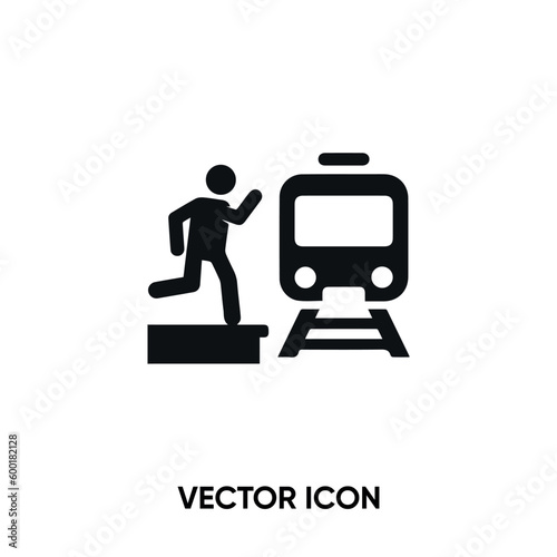 Train station vector icon . Modern, simple flat vector illustration for website or mobile app. Train with people symbol, logo illustration. Pixel perfect vector graphics