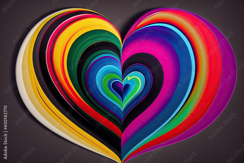 a colorful painted heart on a black background, stream of love, generative ai a colorful painted heart on a black background, stream of love, generative ai