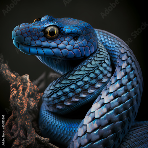 Blue Snake. Generative AI © Darwis