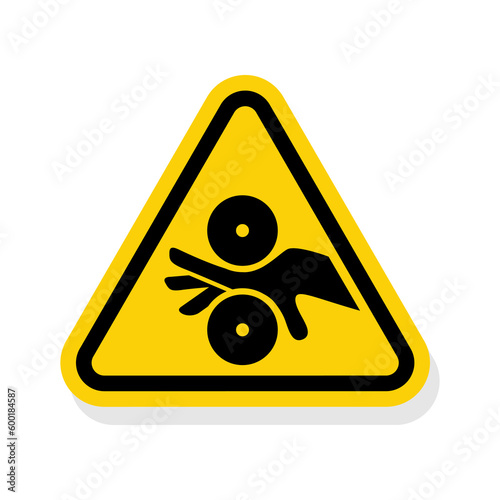ISO Warning Sign: Pinch Point  Hand Entanglement Rollers Symbol