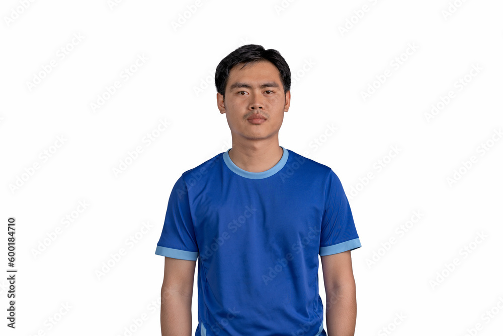 Portrait of an Asian man with a serious expression. Emotionally, facial expressions, gestures, and looking at the camera on a white background. Portrait of an Asian man with a serious expression. Emotionally, facial expressions, gestures, and looking at the camera on a white background.