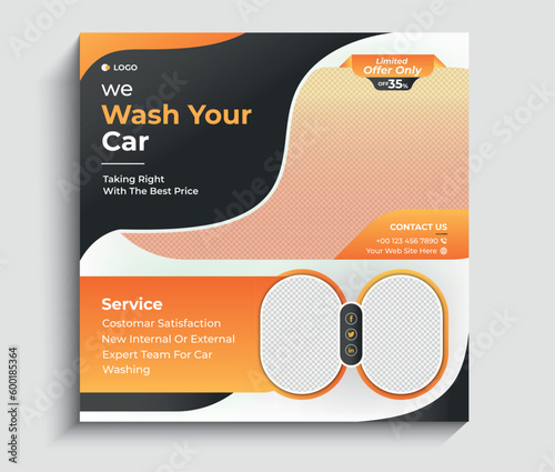 Car washing service creative social media banner design