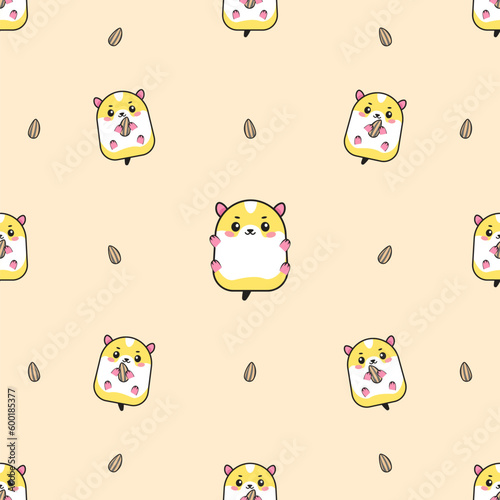 cute hamster and sunflower seeds. pictorial pattern