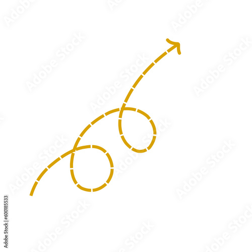 Golden dashed line arrow