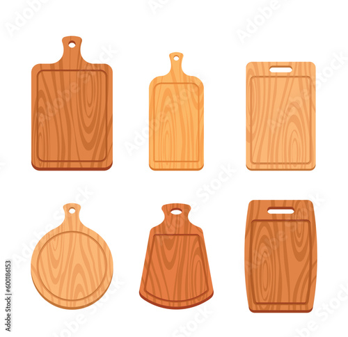 Cutting Wood Boards Set Of Durable And Sturdy Wooden Boards Designed For Cutting And Chopping, Vector Illustration