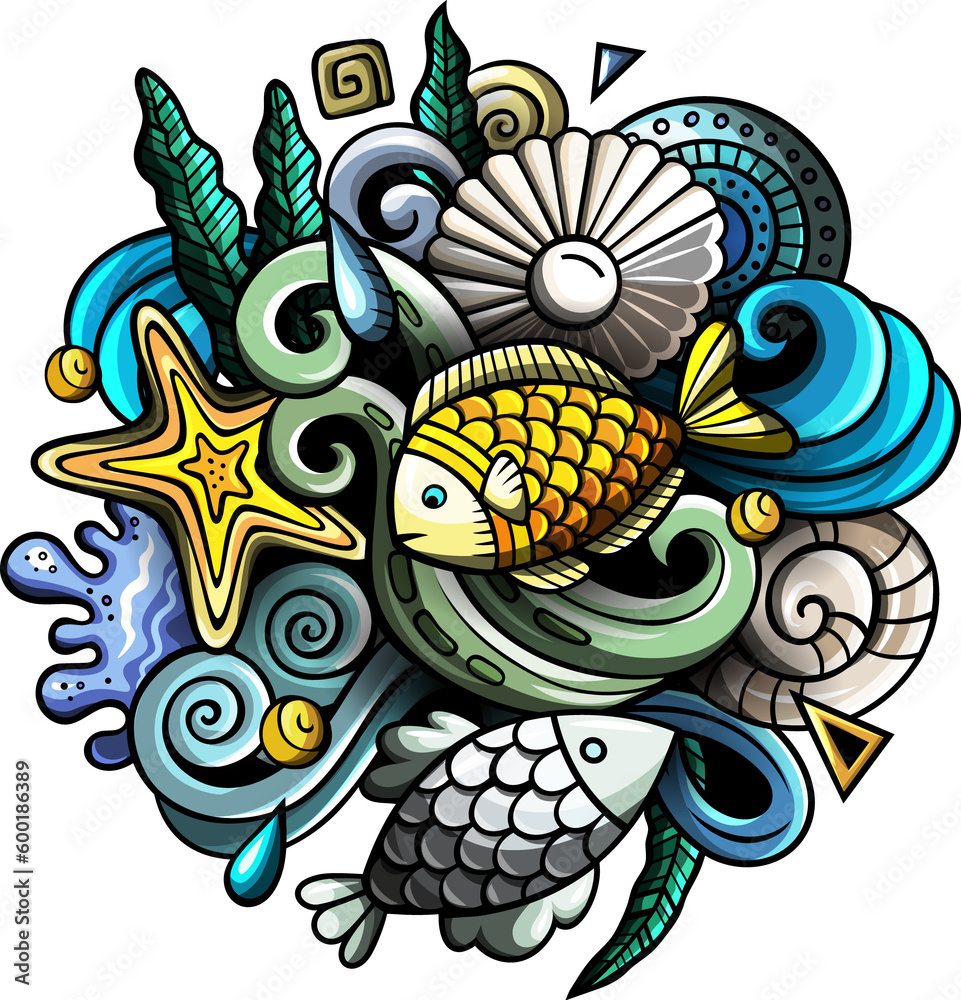 Underwater detailed cartoon illustration Underwater detailed cartoon illustration