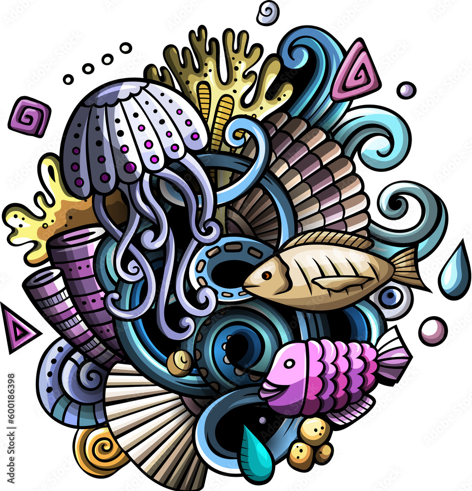 Underwater detailed cartoon illustration Underwater detailed cartoon illustration