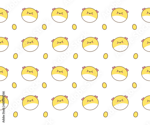 a cute pattern of fat birds and eggs