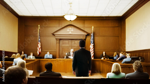 backyard of attastor talking to magistrate in court. the law adjustment concept